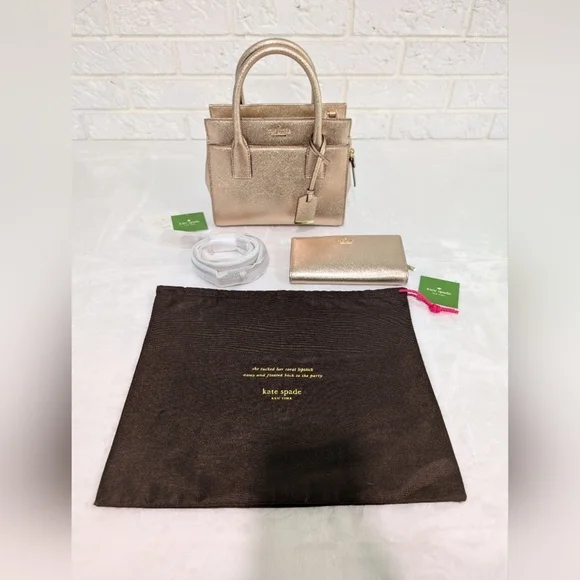 NWT Set Kate Spade Cameron Street Mini Candace Bag & Stacy Wallet Rose Gold NEW - Picture 2 of 16